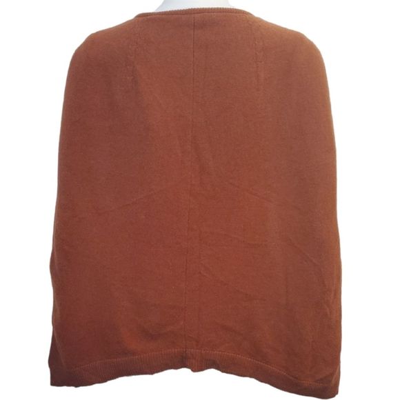 Cullen Cashmere Rust Tank with Attached Cape Cardigan Orange Brown - Picture 2 of 6